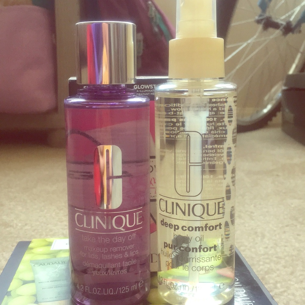 Clinique makeup remover and body oil